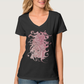 Rosa Abstrakt Virvel Vätska Konst T-Shirt