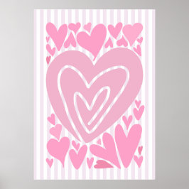 Rosa abstrakta hjärtan poster