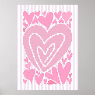 Rosa abstrakta hjärtan poster