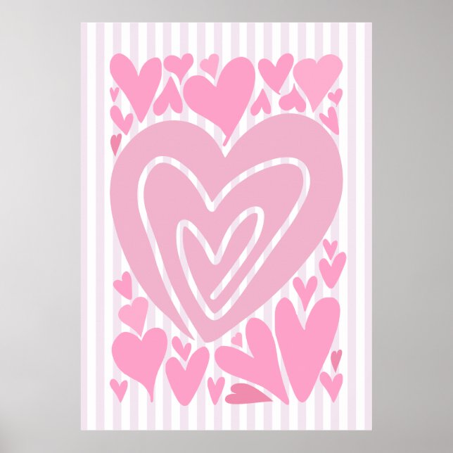 Rosa abstrakta hjärtan poster (Framsidan)