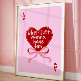 Rosa Ace of Hearts Aesthetic Girly Art Wall Poster