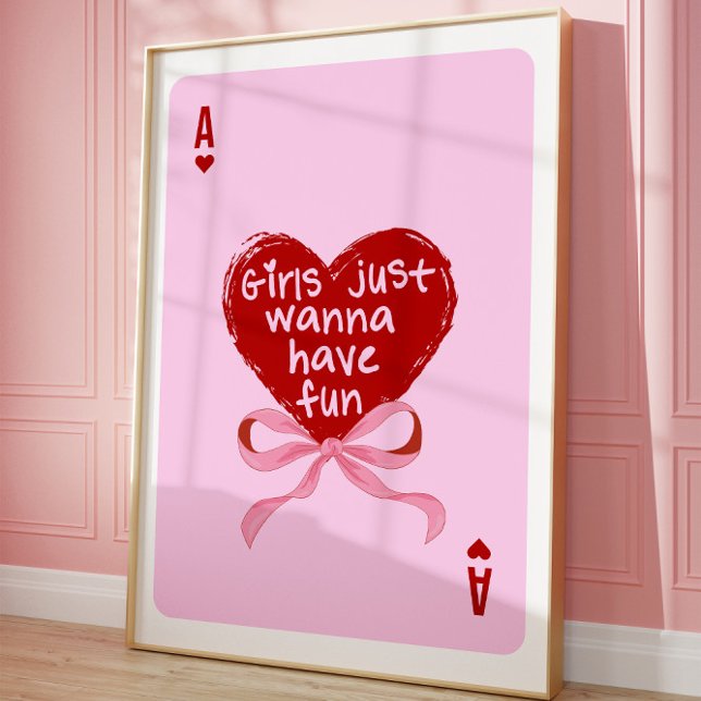 Rosa Ace of Hearts Aesthetic Girly Art Wall Poster (Skapare uppladdad)