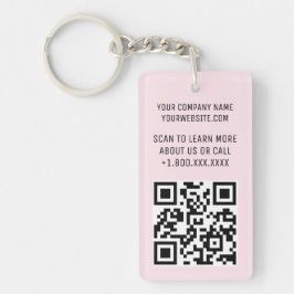 Rosa Acrylic QR-kodnyckelkedja med Logotyp-rektang