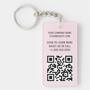 Rosa Acrylic QR-kodnyckelkedja med Logotyp-rektang