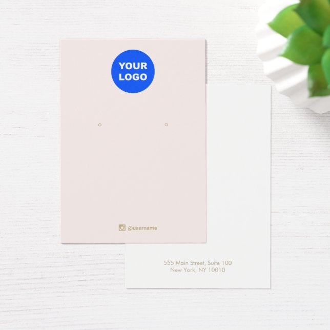 Rosa Add Logotyp Earring Visning Social Networking Visitkort (Skivbord)