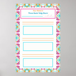 Rosa ADHD Girl's Goal Habit Tracker Chart Download Poster