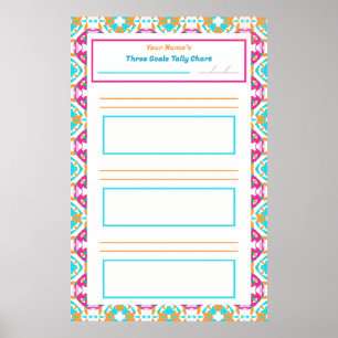 Rosa ADHD Girl's Goal Habit Tracker Chart Download Poster