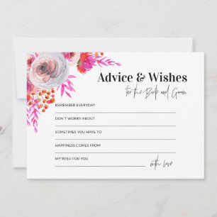 Rosa Adress & Önskemål for Bride and Groom Card Anteckningskort