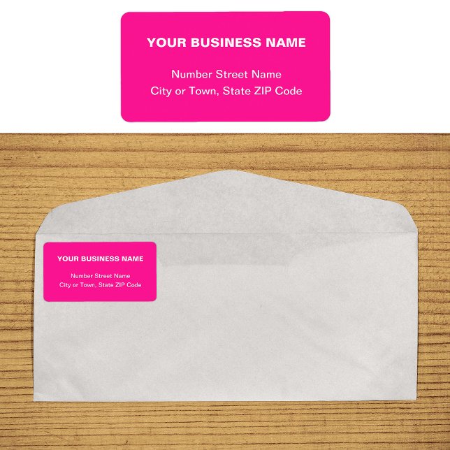 Rosa - adressetikett för vanliga texter (Plain text pink business address label on envelope)