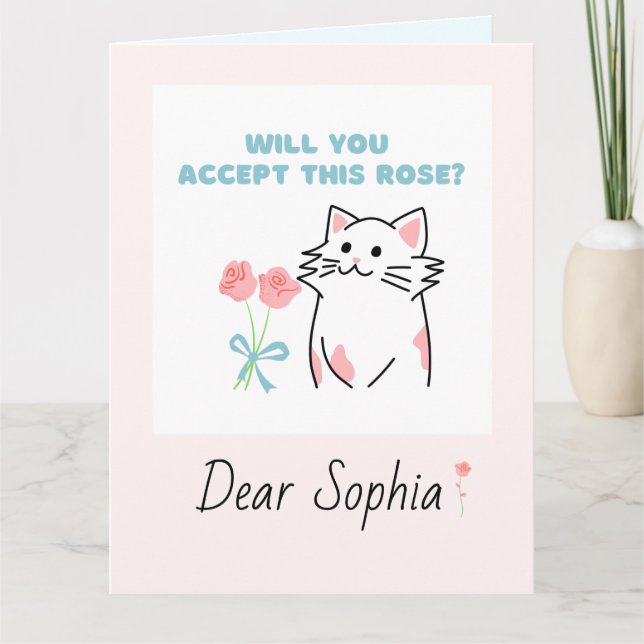 Rosa Adsible Cat&Ro Foleting Card Tack Kort (Framsida)