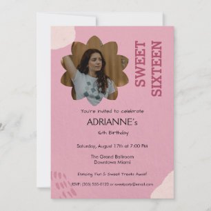Rosa Aestesisk Sweet sixteen Födelsedagsfest Inbjudningar