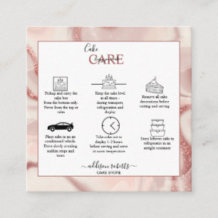 Rosa Aesthetic Cake Care Square Affärskort Fyrkantigt Visitkort