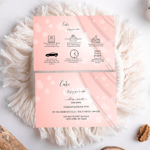 Rosa Aesthetic Cake Care Square Affärskort Visitkort