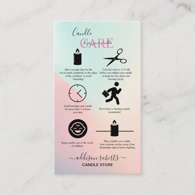 Rosa Aesthetic Candle Care Affärskort Visitkort (Framsida)