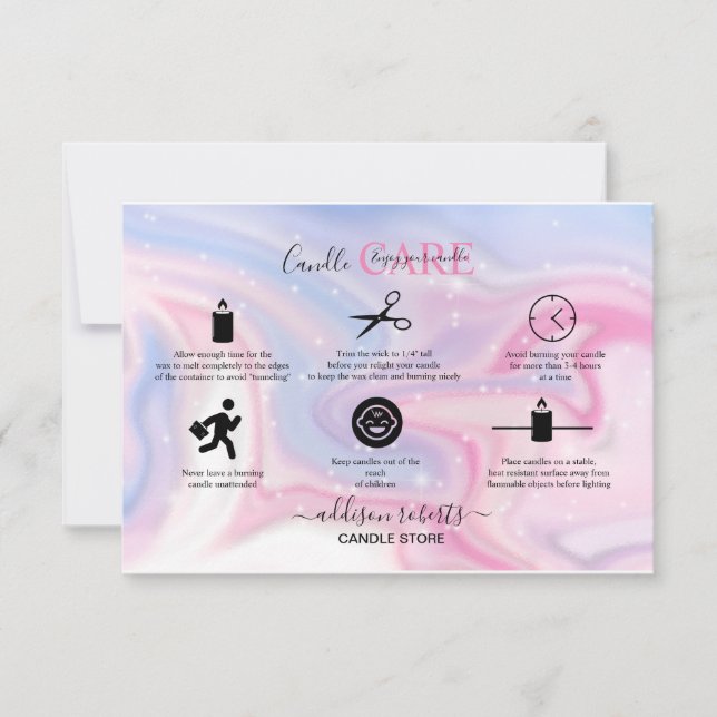 Rosa Aesthetic Candle Care Tack Kort (Framsida)