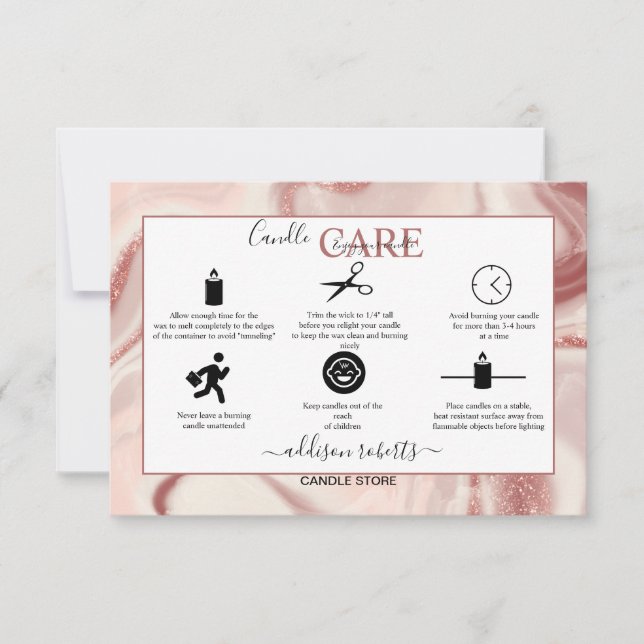 Rosa Aesthetic Candle Care Tack Kort (Framsida)