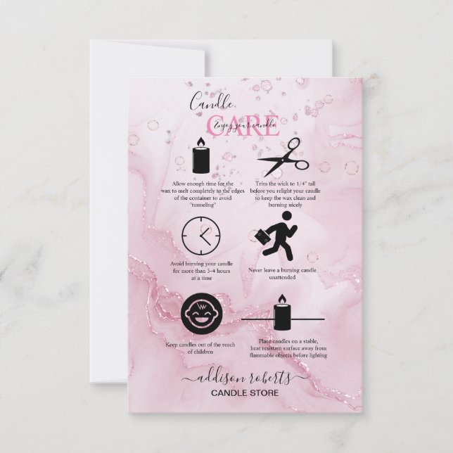 Rosa Aesthetic Candle Care Tack Kort (Framsida)