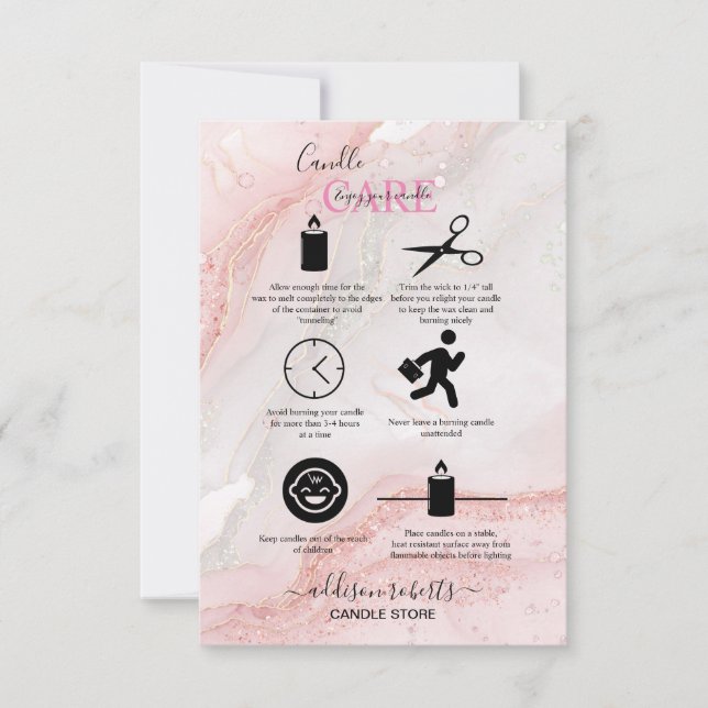 Rosa Aesthetic Candle Care Tack Kort (Framsida)