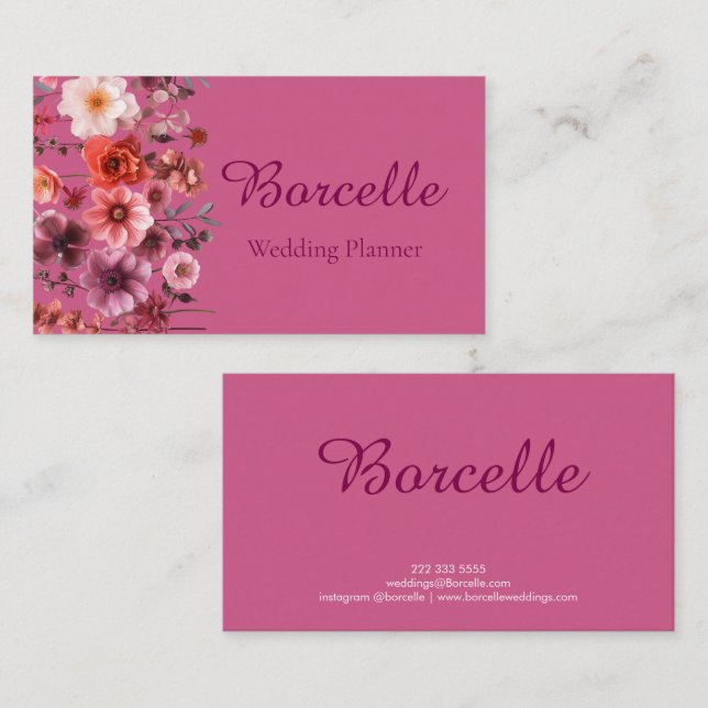 Rosa Aesthetic Identity Bröllopsfixaren Visitkort (Fram/baksida)