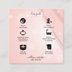 Rosa Aesthetic Jewelry Care Affärskort Fyrkantigt Visitkort