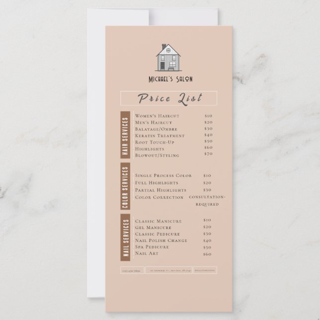 Rosa Aesthetic Neutralt Beauty Salon Pris List (Framsida)