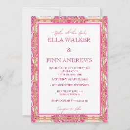 Rosa Aesthetic Tile Modern Typography Bröllop Inbjudningar