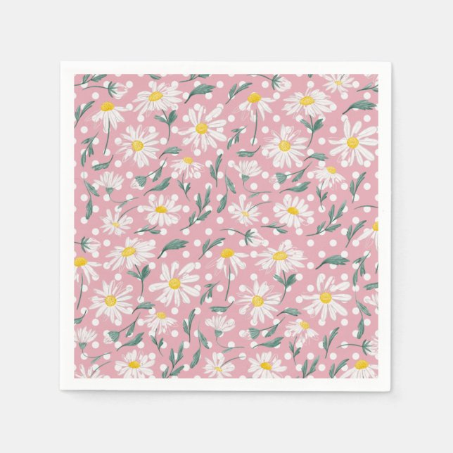 ROSA AESTHETIC VÅR BLOMMIGT DAISY DECOUPAGE PAPPERSSERVETT (Framsidan)