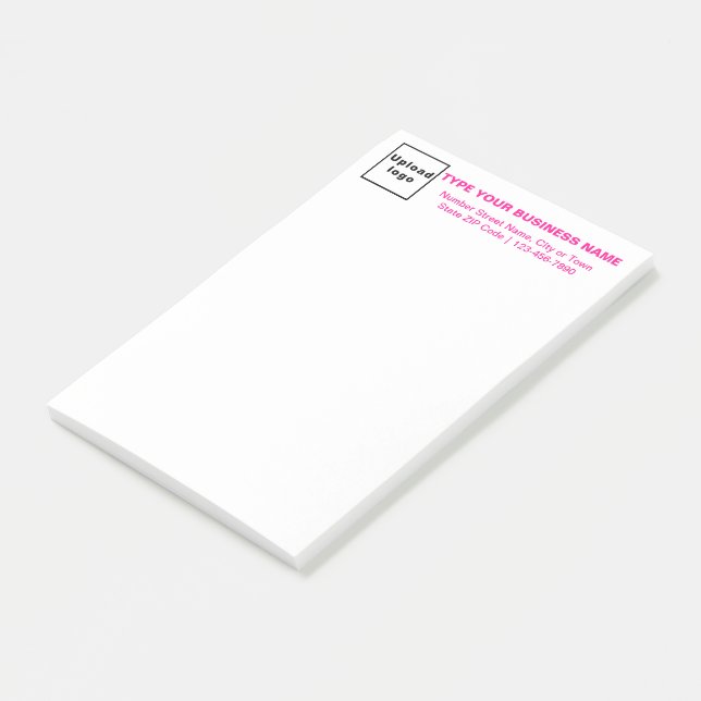 Rosa affärstext på rubriken för lång post-it block (Vinklad)