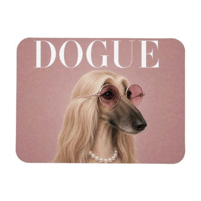 Rosa Afghan Hound Hund Covergirl Magnet (Horisontell)