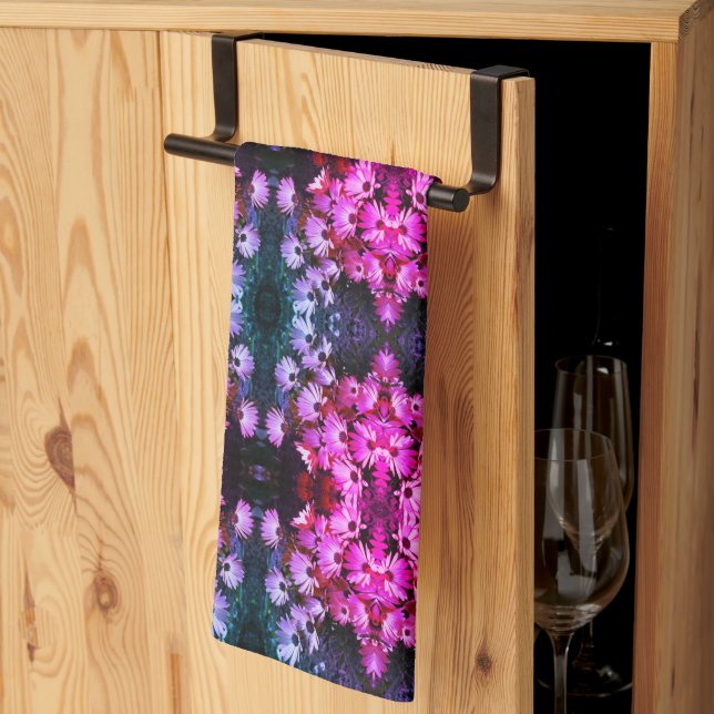 Rosa African Daisy Flowers Abstrakt Art Kökshandduk (Thirds Fold)