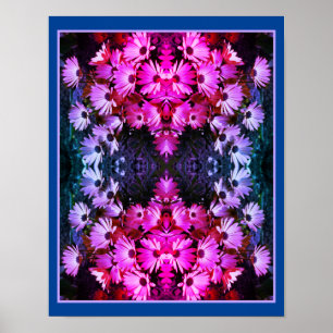 Rosa African Daisy Flowers Spegel Abstrakt Tfärgad Poster