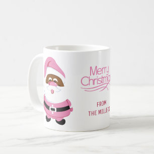 Rosa Afrikansk-amerikanska Jultomten God jul Kaffemugg