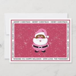 Rosa Afrikansk-amerikanska Jultomten-jul Julkort