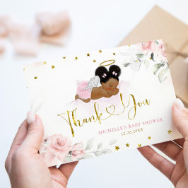 Rosa Afro Angel Baby Heaven Sent Baby Shower Tack Kort