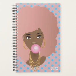 Rosa Afro, Blue Polka dots, Bubble Gum Popping