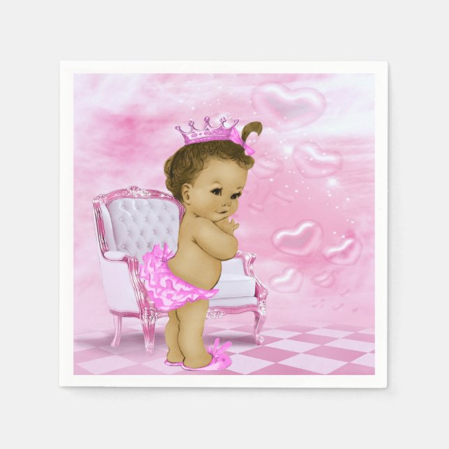 Rosa afroamerikansk baby shower pappersservett (Framsidan)