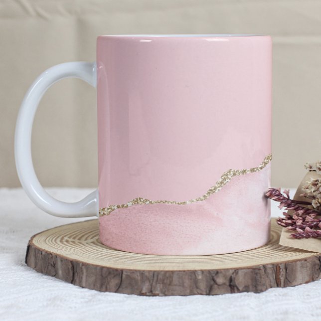 Rosa Agat Guld Glitter Kaffemugg (Skapare uppladdad)