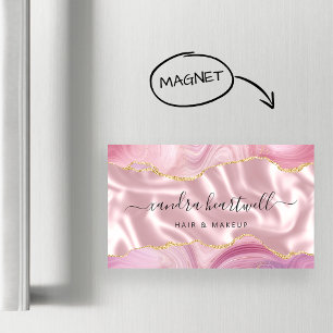 Rosa Agat Guld Glitter Lyx Magnetiska Visitkort