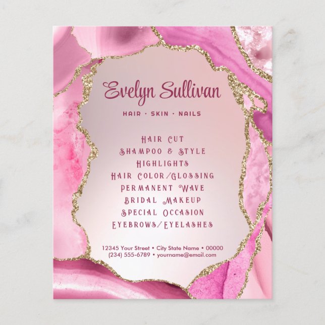 Rosa Agate Faux Foil Flyer (Framsidan)