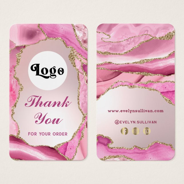 Rosa agate faux foil paket infoga visitkort (Framsida & baksida)
