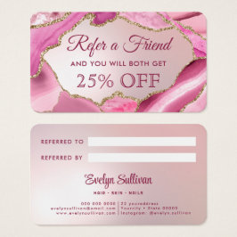 Rosa Agate Faux Foil Reference Card Visitkort
