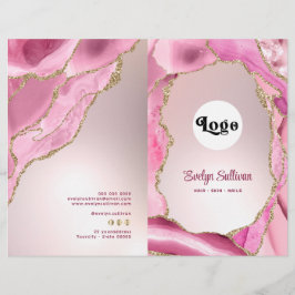 Rosa agate faux foil service menu brochure