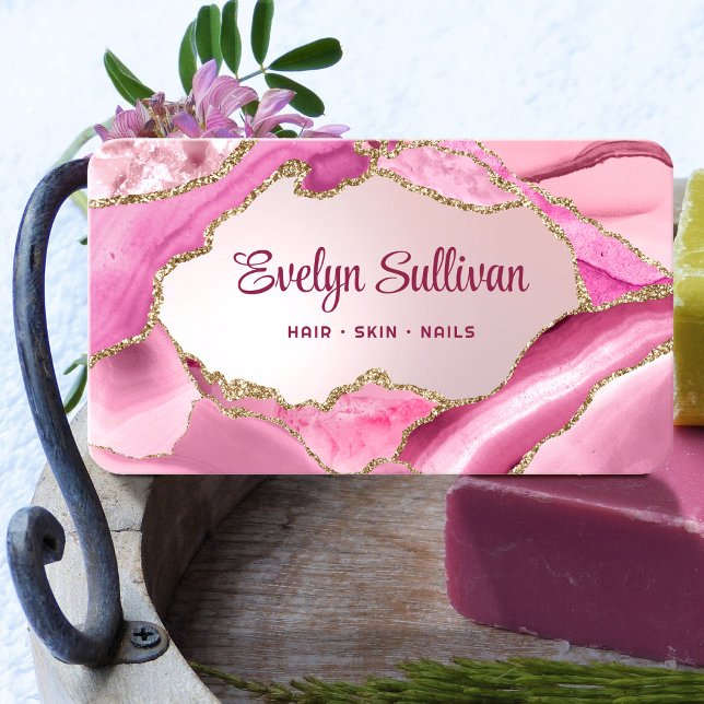 Rosa Agate Faux Foil Visitkort (Skapare uppladdad)