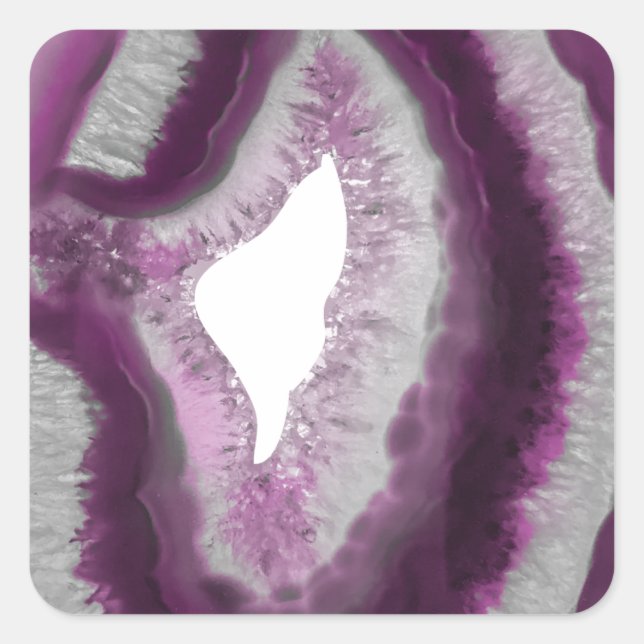 Rosa Agate Fyrkantigt Klistermärke (Framsida)