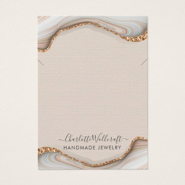 Rosa  Agate Geode Earring Necklace Visitkort (Framsidan)