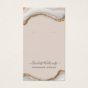 Rosa  Agate Geode Earring Visning Card Visitkort