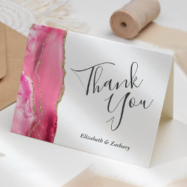 Rosa Agate Guld Bröllop Tack Kort