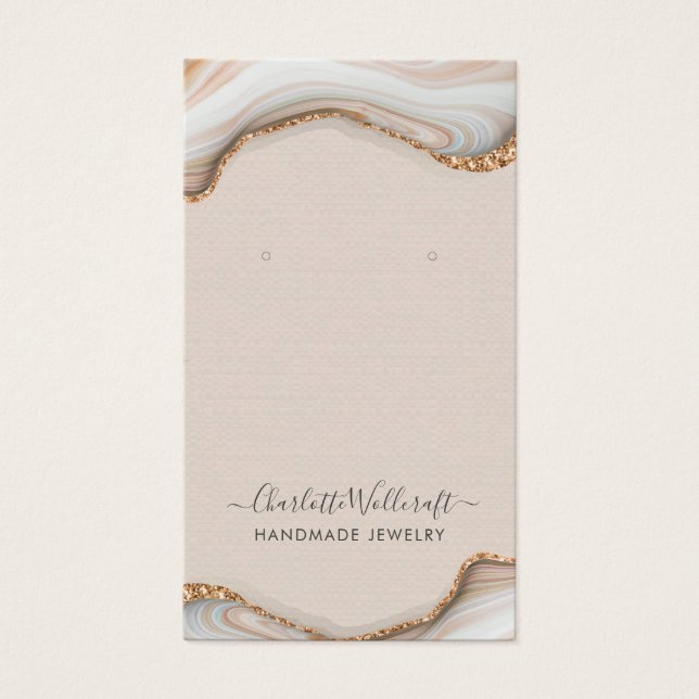 Rosa  Agate Marble Geode Earring Visning Card Visitkort (Framsidan)