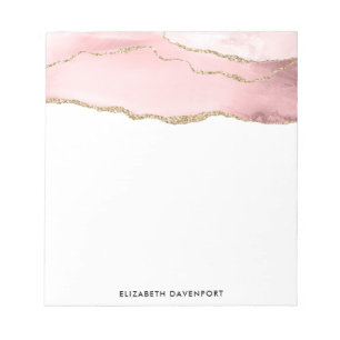 Rosa Agate med Guld Ribbon Elegant Anteckningsblock
