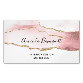 Rosa  Agate med Guld Ribbon Elegant Magnetiska Visitkort